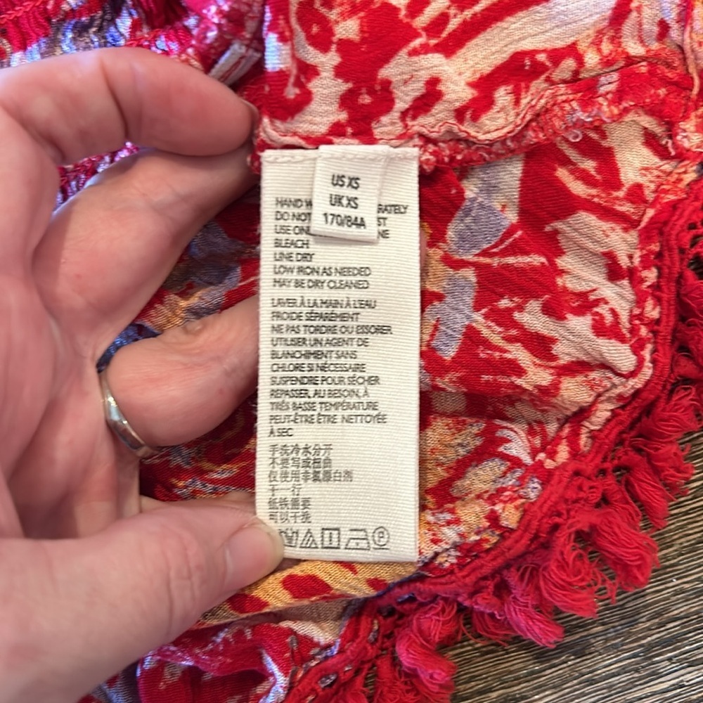FREE PEOPLE kahlo  Red Floral Boho 2-Piece Halter Top & Tiered Maxi Skirt Set xs - Picture 11 of 16